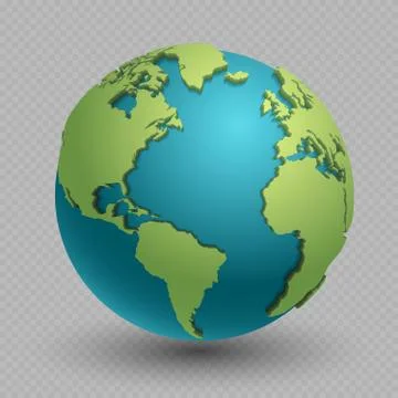 Modern 3d world map concept isolated on transparent background Illustrazione stock