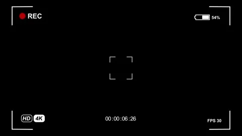 Modern 4K HD Camera Recording Interface on Black Screen Stock Footage 318506793