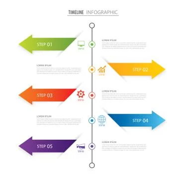 Modern 5 step infographic design template.Vector can be used for timeline w.. Stock Illustration