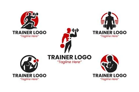 Modern 5 Trainer Logo Set for Fitness, Coaching, and Education Branding 스톡 일러스트