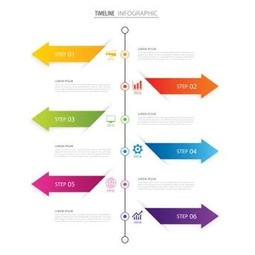 Modern 6 step infographic design template.Vector can be used for timeline w.. イラスト素材