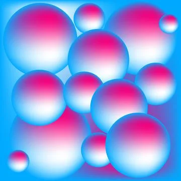 Modern abstract 3D circle geometric background, balls, soap bubbles of whit.. Stock Illustration