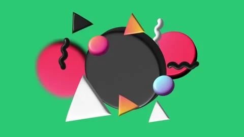 Modern abstract 3D design with geometric colorful elements on green Stock Footage 320781461