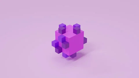 Modern abstract 3D render featuring geometric cubes in bright neon colors Stock Footage 339292449