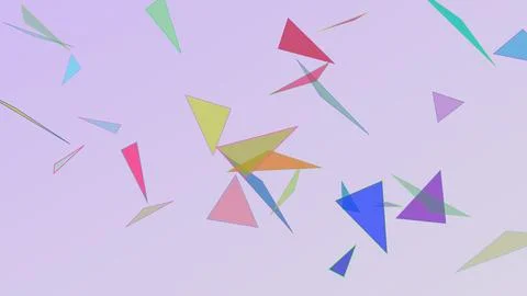 Modern abstract 4K background with colorful 3D geometric triangles scattere.. Stock Illustration