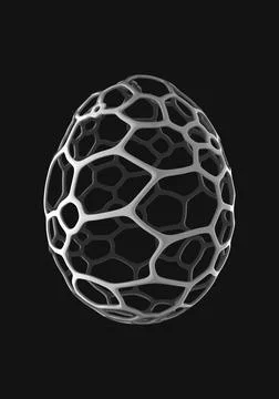 Modern abstract alien looking sophisticated Voronoi easter eggs 3d illustration Stock Illustration