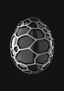 Modern abstract alien looking sophisticated Voronoi easter eggs 3d illustration  Illustrazione stock