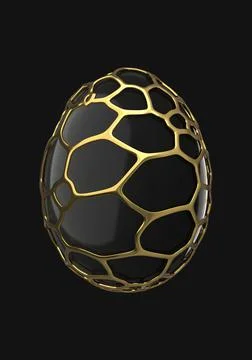 Modern abstract alien looking sophisticated Voronoi easter eggs 3d illustration Stock Illustration