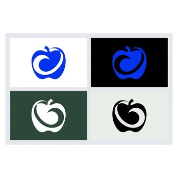 Modern Abstract Apple Logo Design Set Stock Illustration