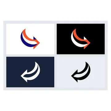 Modern Abstract Arrow Logo Icon Set Design Stock Illustration