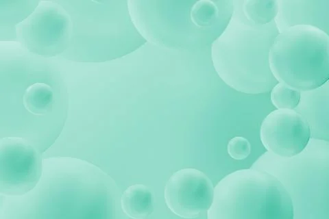 Modern abstract art background with aqua green spheres as blank frame for tex Stock Illustration