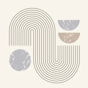 Modern Abstract Art composition of geometric lines and shapes in Bauhaus style Stock Illustration