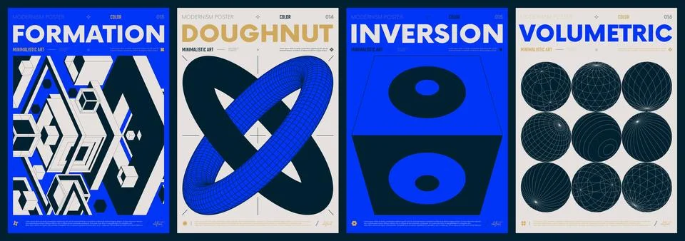 Modern abstract artwork collection, vector minimalistic posters with geomet.. Stock Illustration