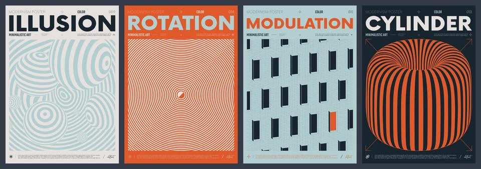 Modern abstract artwork collection, vector minimalistic posters with geomet.. Stock Illustration