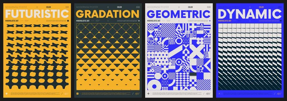Modern abstract artwork collection, vector minimalistic posters with geomet.. Stock Illustration