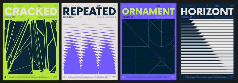 Modern abstract artwork collection, vector minimalistic posters with geomet.. 스톡 일러스트