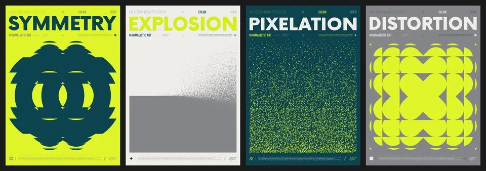 Modern abstract artwork collection, vector minimalistic posters with geomet.. Stock Illustration