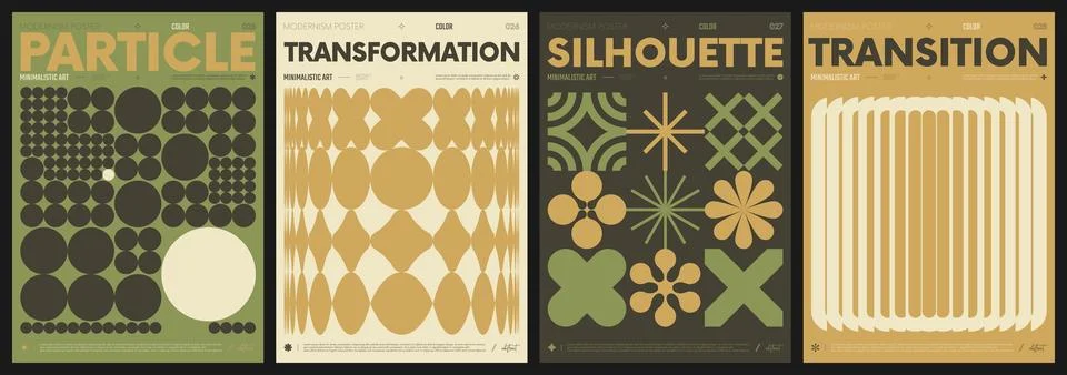 Modern abstract artwork collection, vector minimalistic posters with geomet.. Stock Illustration