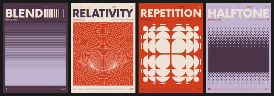 Modern abstract artwork collection, vector minimalistic posters with geomet.. Illustrazione stock
