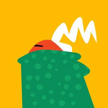 Modern abstract artwork. Man wit white long hair in green dotted hoodie Stock Illustration