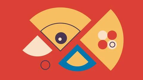 Modern Abstract Artwork with Segments, Circles Stock Illustration