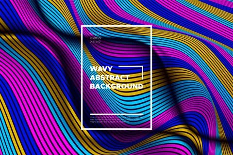 Modern Abstract Background with 3d Effect. Wave Texture with Colorful Distort Stock Illustration