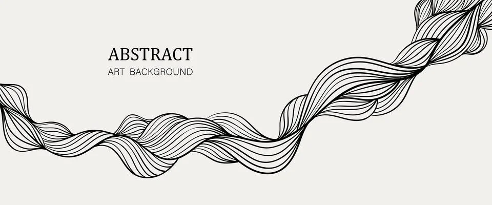 Modern abstract background banner with linear abstract art wave black and w.. Stock Illustration