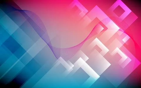 Modern abstract background with blue pink gradients and wavy lines design. Stock Illustration