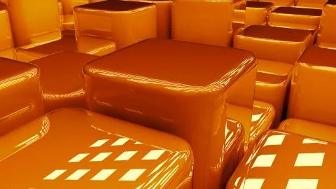 Modern abstract background blueish cubes, background of 3d glossy shiny blocks Stock Illustration