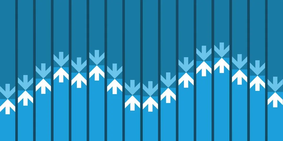 Modern abstract background with certical blue bars and white down-pointing .. Illustrazione stock