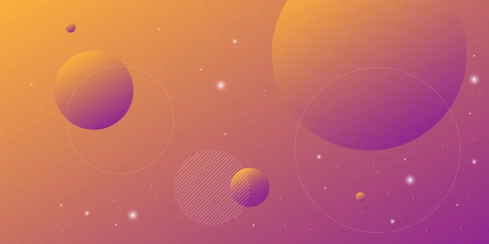 Modern abstract background with circle lines in orange and purple gradation with Stock Illustration