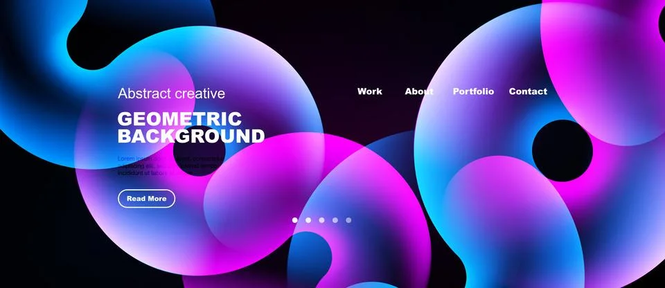 Modern abstract background features vibrant fluid shapes, text elements, Stock Illustration