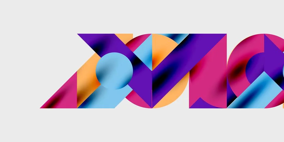 Modern abstract background featuring circles, lines, and triangles in a dynamic Illustrazione stock
