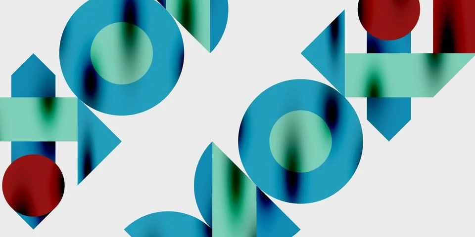 Modern abstract background featuring circles, lines, and triangles in a dynamic Illustrazione stock