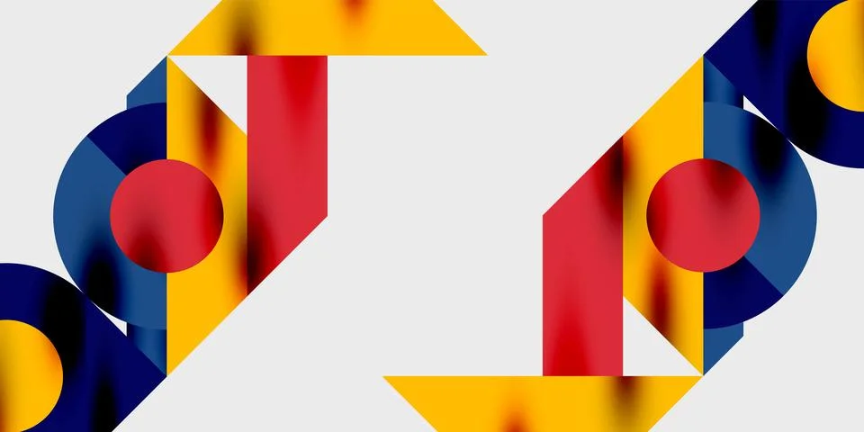 Modern abstract background featuring circles, lines, and triangles in a dynamic Stock Illustration