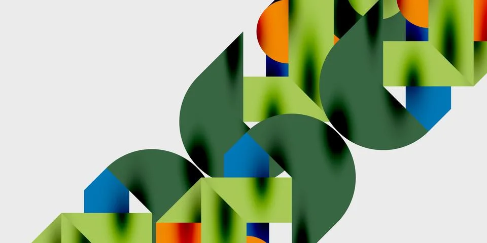 Modern abstract background featuring circles, lines, and triangles in a dynamic Stock Illustration