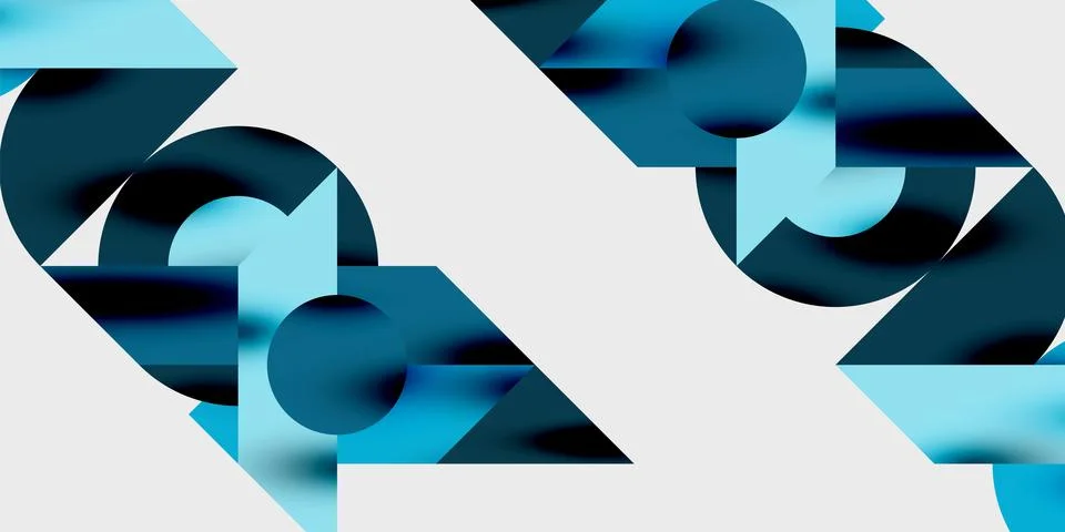 Modern abstract background featuring circles, lines, and triangles in a dynamic 스톡 일러스트