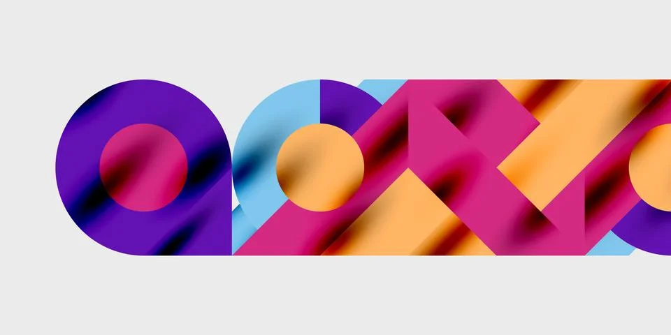 Modern abstract background featuring circles, lines, and triangles in a dynamic Stock Illustration