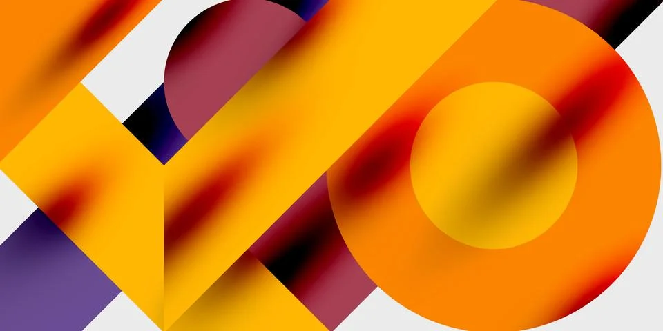 Modern abstract background featuring circles, lines, and triangles in a dynamic Stock Illustration