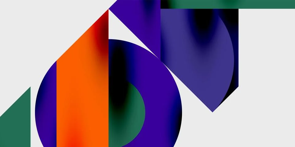 Modern abstract background featuring circles, lines, and triangles in a dynamic Stock Illustration