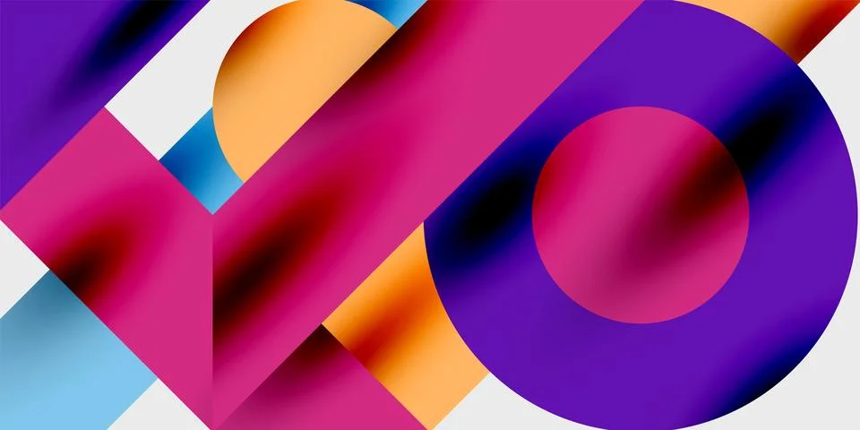 Modern abstract background featuring circles, lines, and triangles in a dynamic 스톡 일러스트