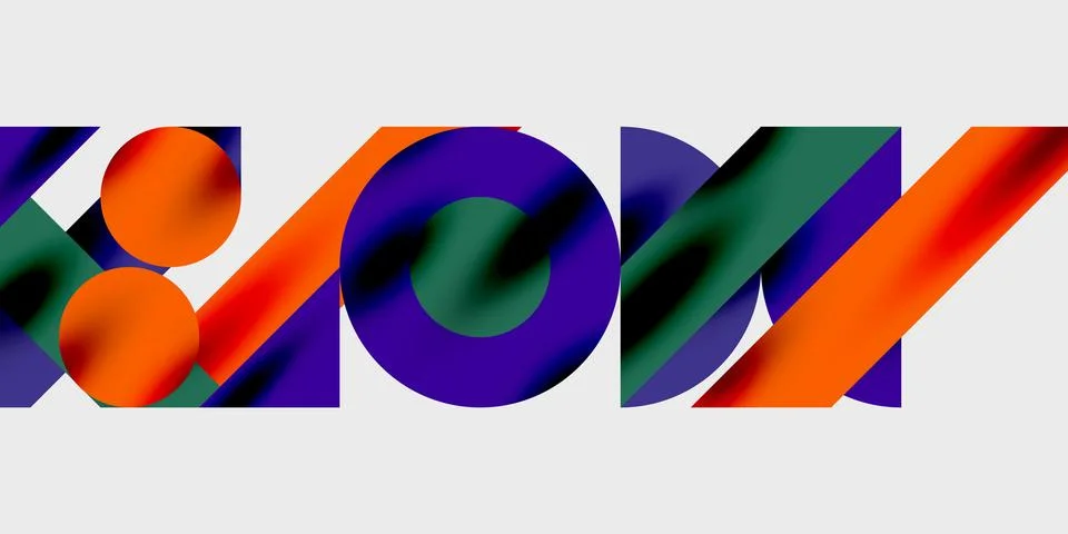 Modern abstract background featuring circles, lines, and triangles in a dynamic Stock Illustration