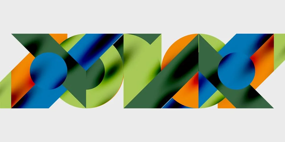 Modern abstract background featuring circles, lines, and triangles in a dynamic Illustrazione stock