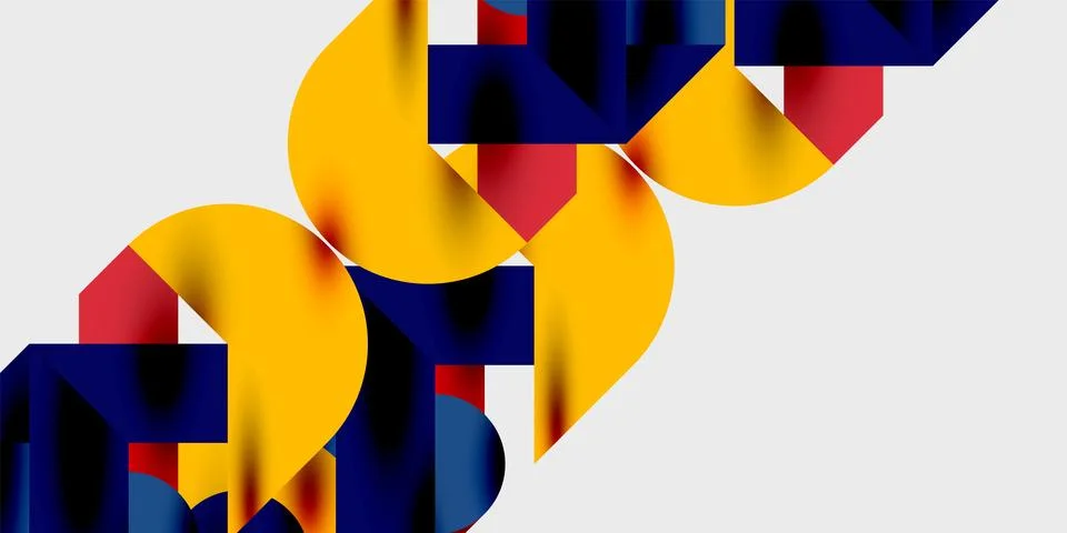 Modern abstract background featuring circles, lines, and triangles in a dyn.. 스톡 일러스트