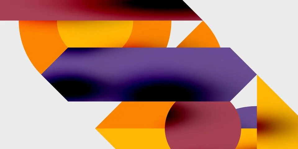 Modern abstract background featuring circles, lines, and triangles in a dynamic イラスト素材