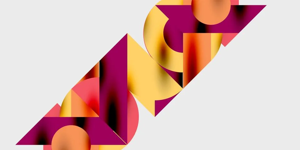 Modern abstract background featuring circles, lines, and triangles in a dynamic Stock Illustration