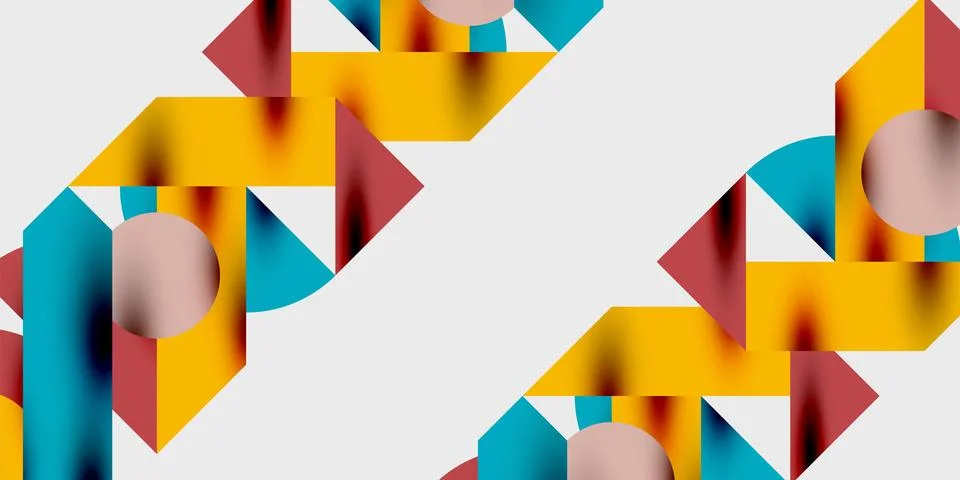 Modern abstract background featuring circles, lines, and triangles in a dynamic Stock Illustration