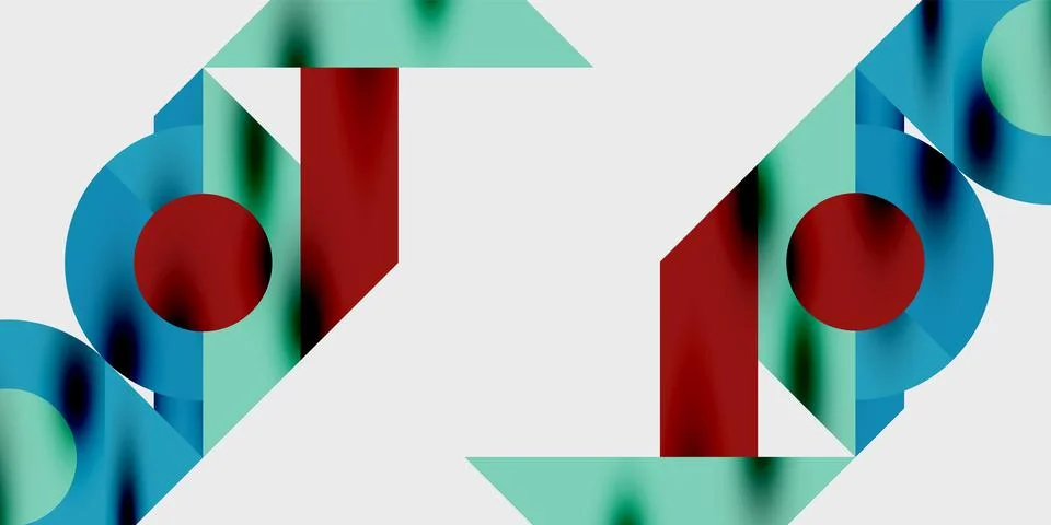 Modern abstract background featuring circles, lines, and triangles in a dynamic Stock Illustration