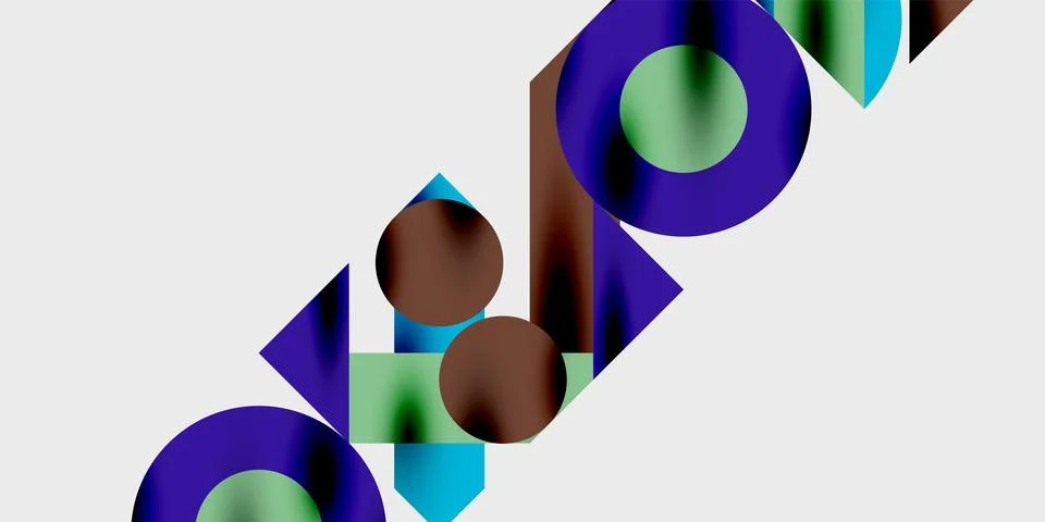 Modern abstract background featuring circles, lines, and triangles in a dynamic 스톡 일러스트