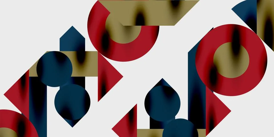 Modern abstract background featuring circles, lines, and triangles in a dynamic Stock Illustration